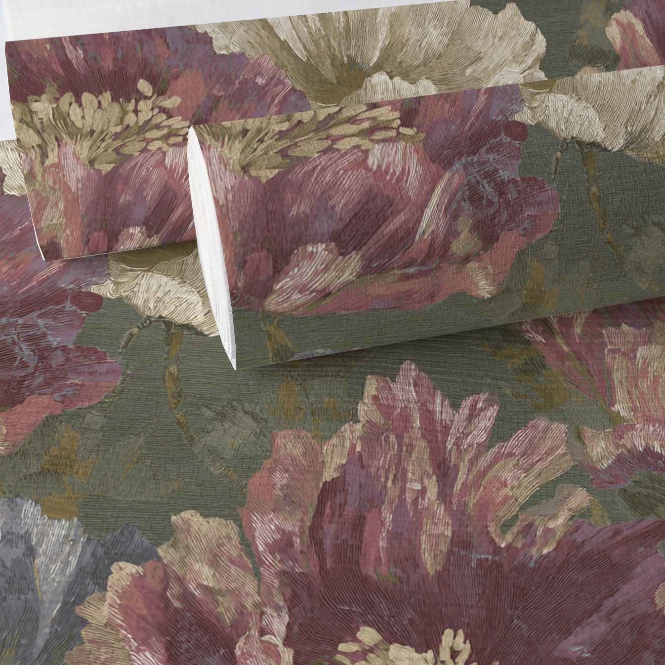 Velvet Poppy Faux Grasscloth Wallpaper