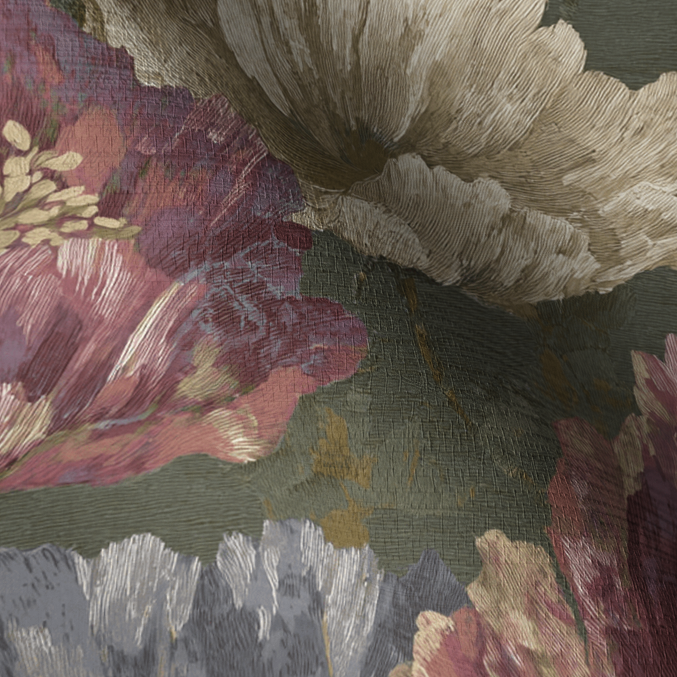 Velvet Poppy Faux Grasscloth Wallpaper