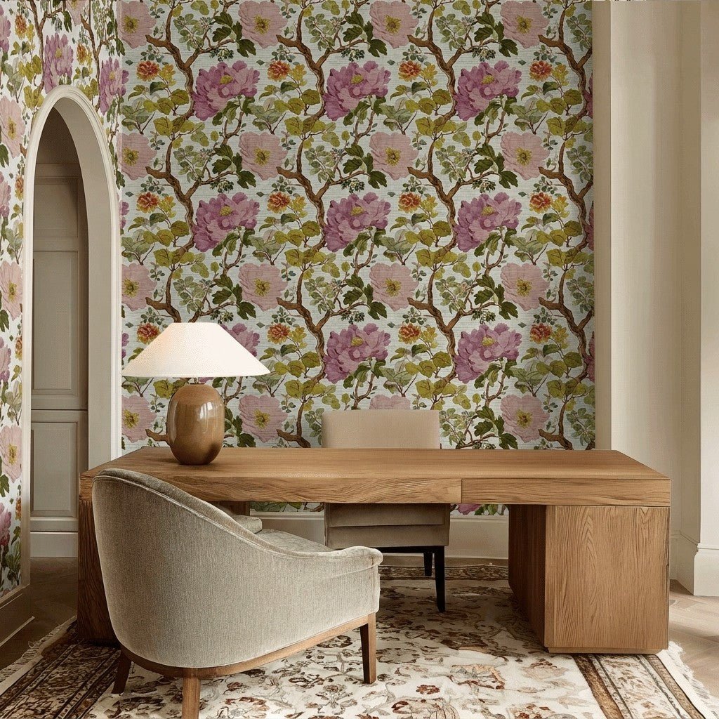 Vera Faux Grasscloth Wallpaper - Lemon Park