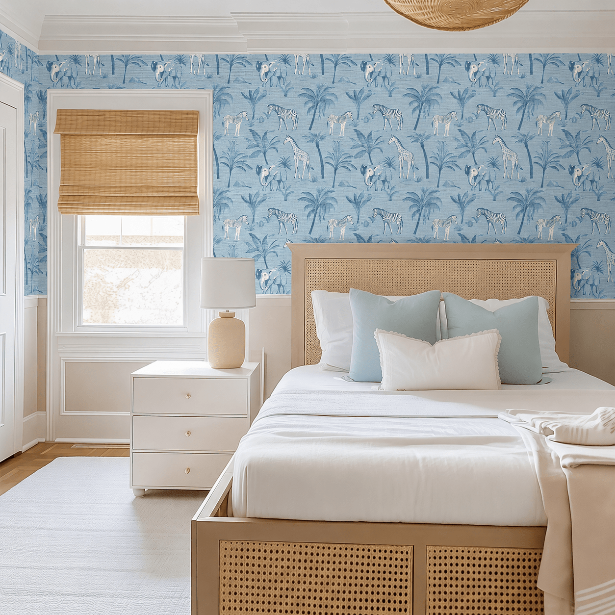 Vintage Safari Faux Grasscloth Wallpaper - Lemon Park