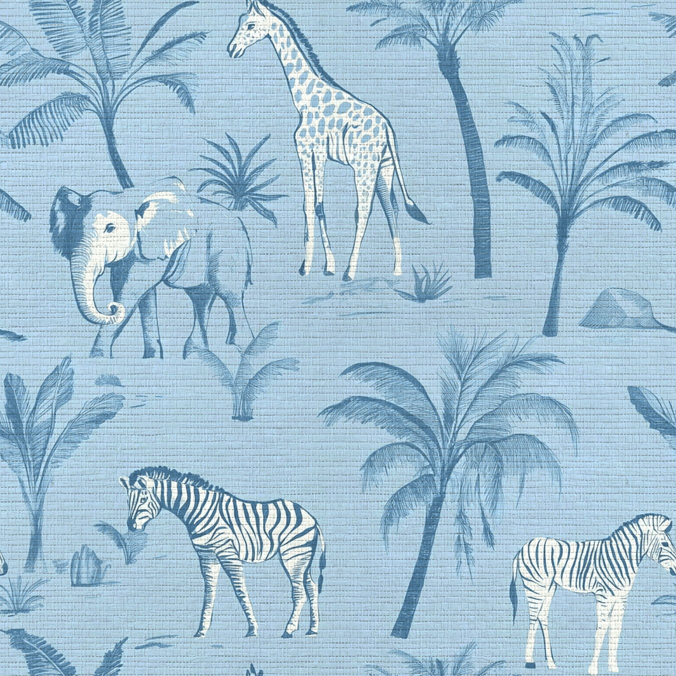 Vintage Safari Faux Grasscloth Wallpaper - Lemon Park