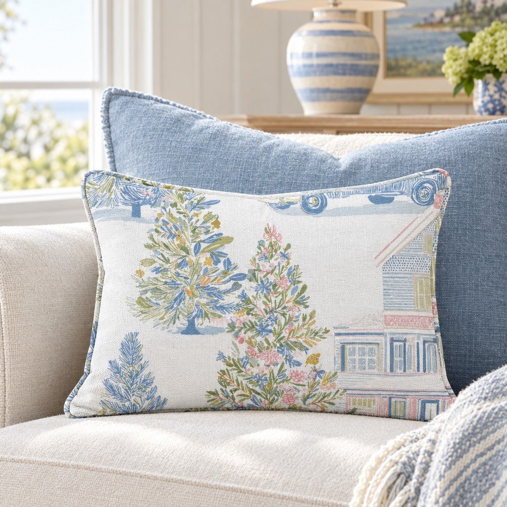 Vintage Truck Tree Lot Throw Pillow - Lemon Park