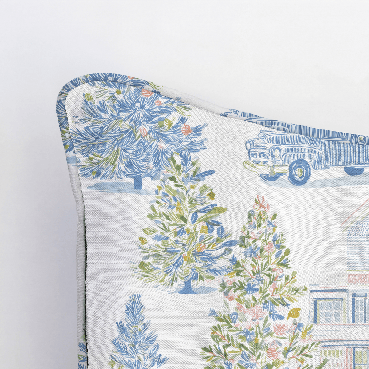 Vintage Truck Tree Lot Throw Pillow - Lemon Park