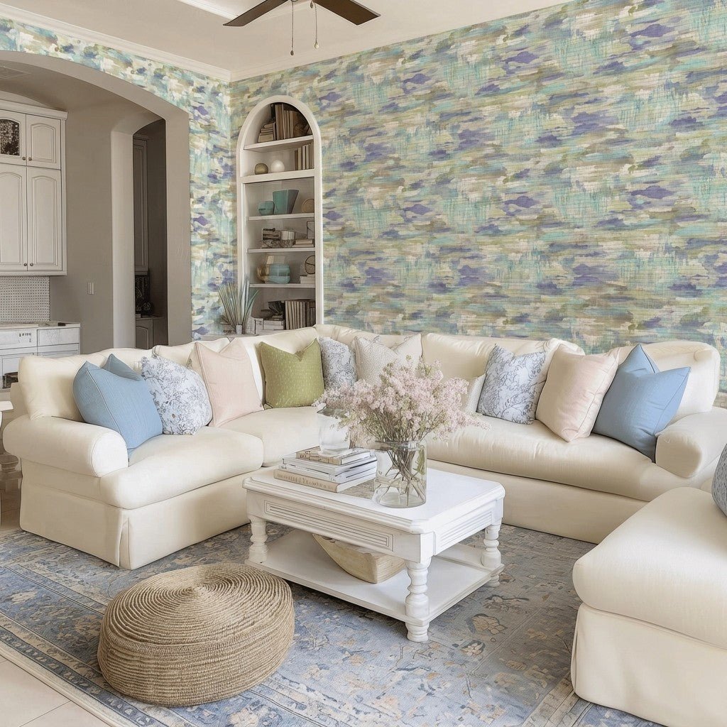 Waterlily Faux Grasscloth Wallpaper - Lemon Park
