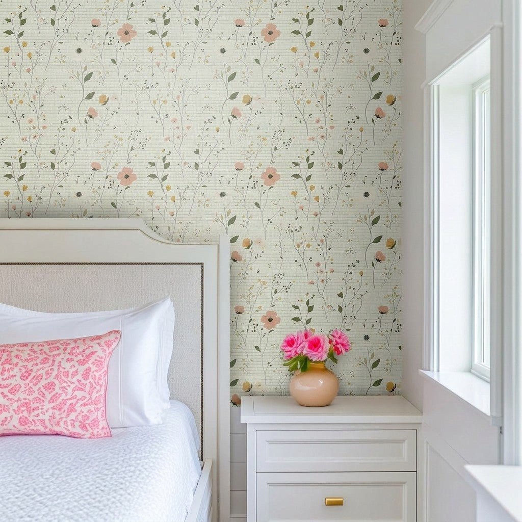 Whispering Meadows Faux Grasscloth Wallpaper - Lemon Park