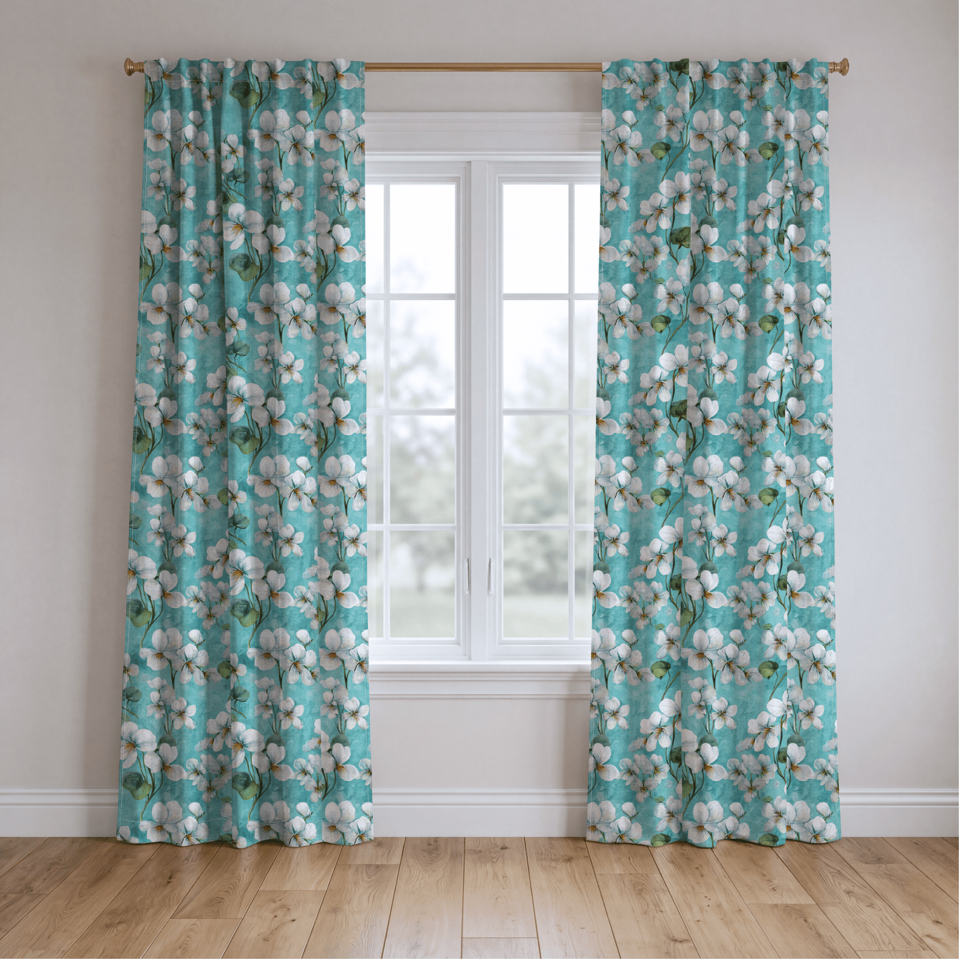 White Violets Blue - Drapery - Lemon Park