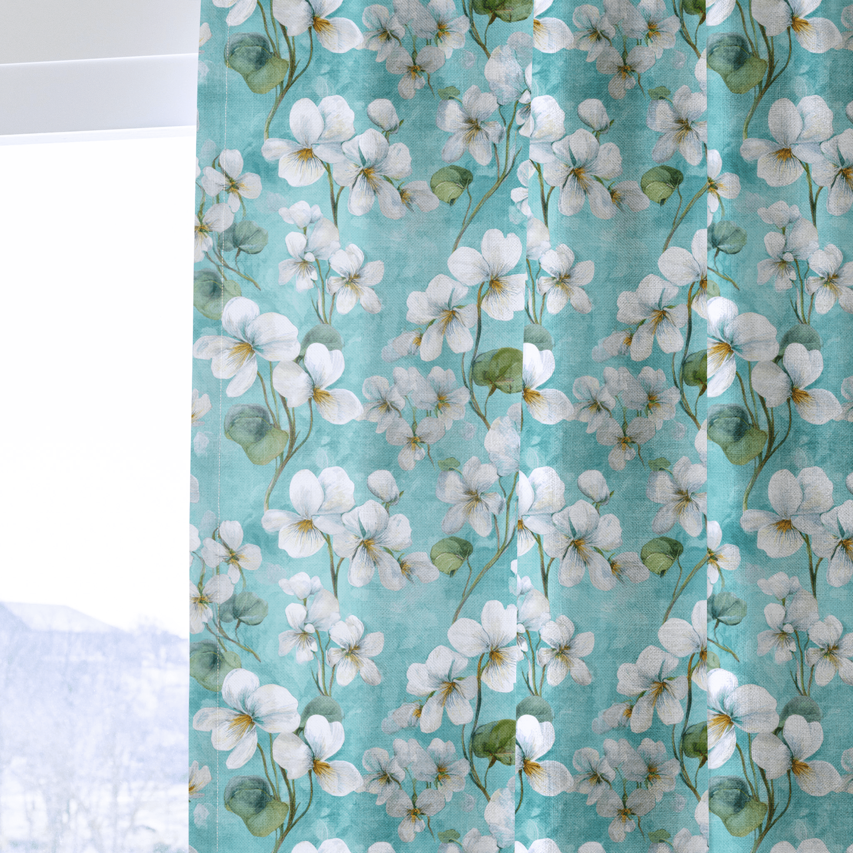 White Violets Blue - Drapery - Lemon Park