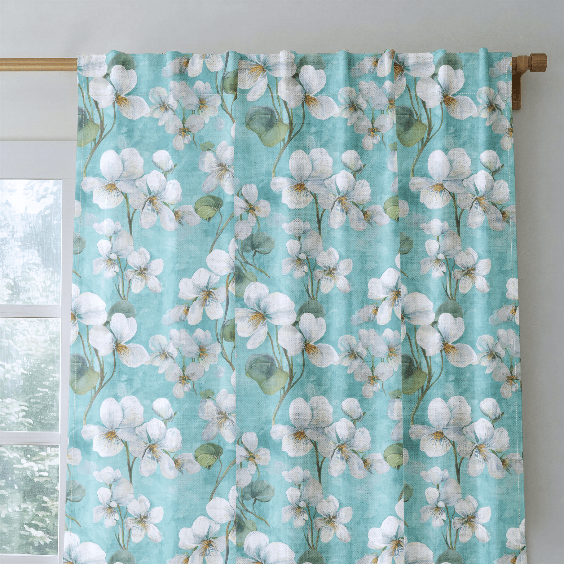 White Violets Blue - Drapery - Lemon Park