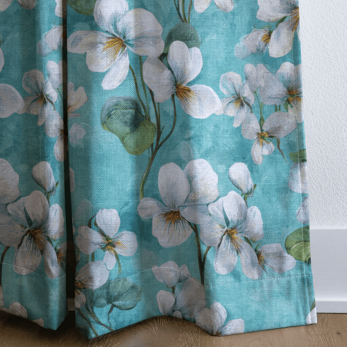 White Violets Blue - Drapery - Lemon Park