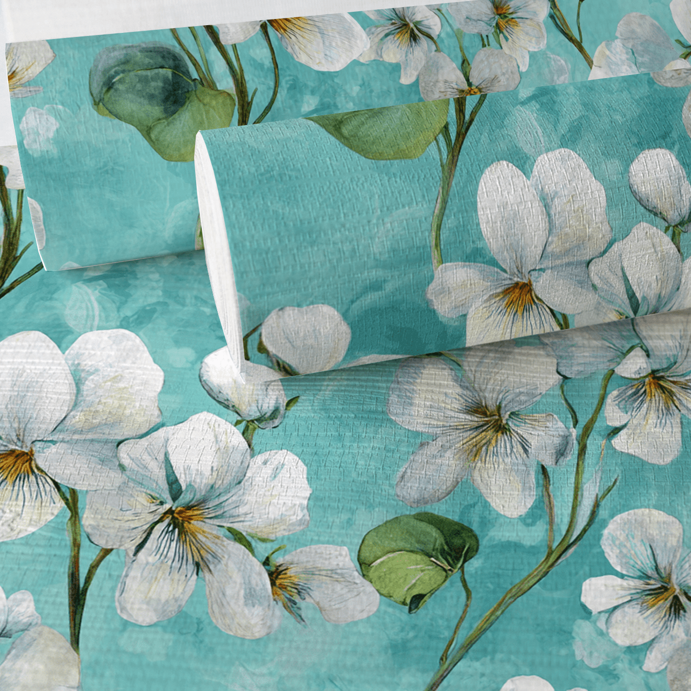 White Violets Blue Faux Grasscloth Wallpaper - Lemon Park