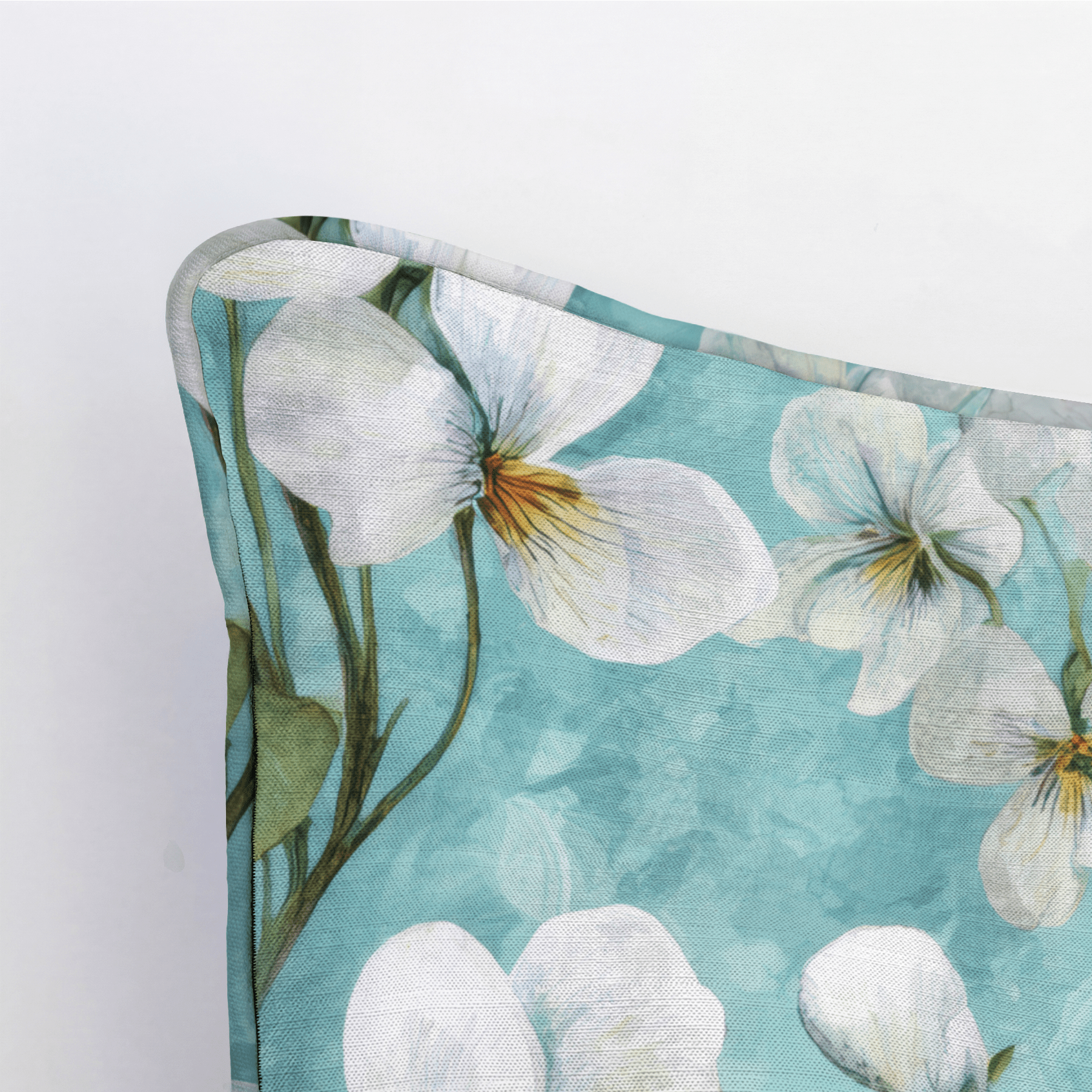 White Violets Blue Throw Pillow - Lemon Park