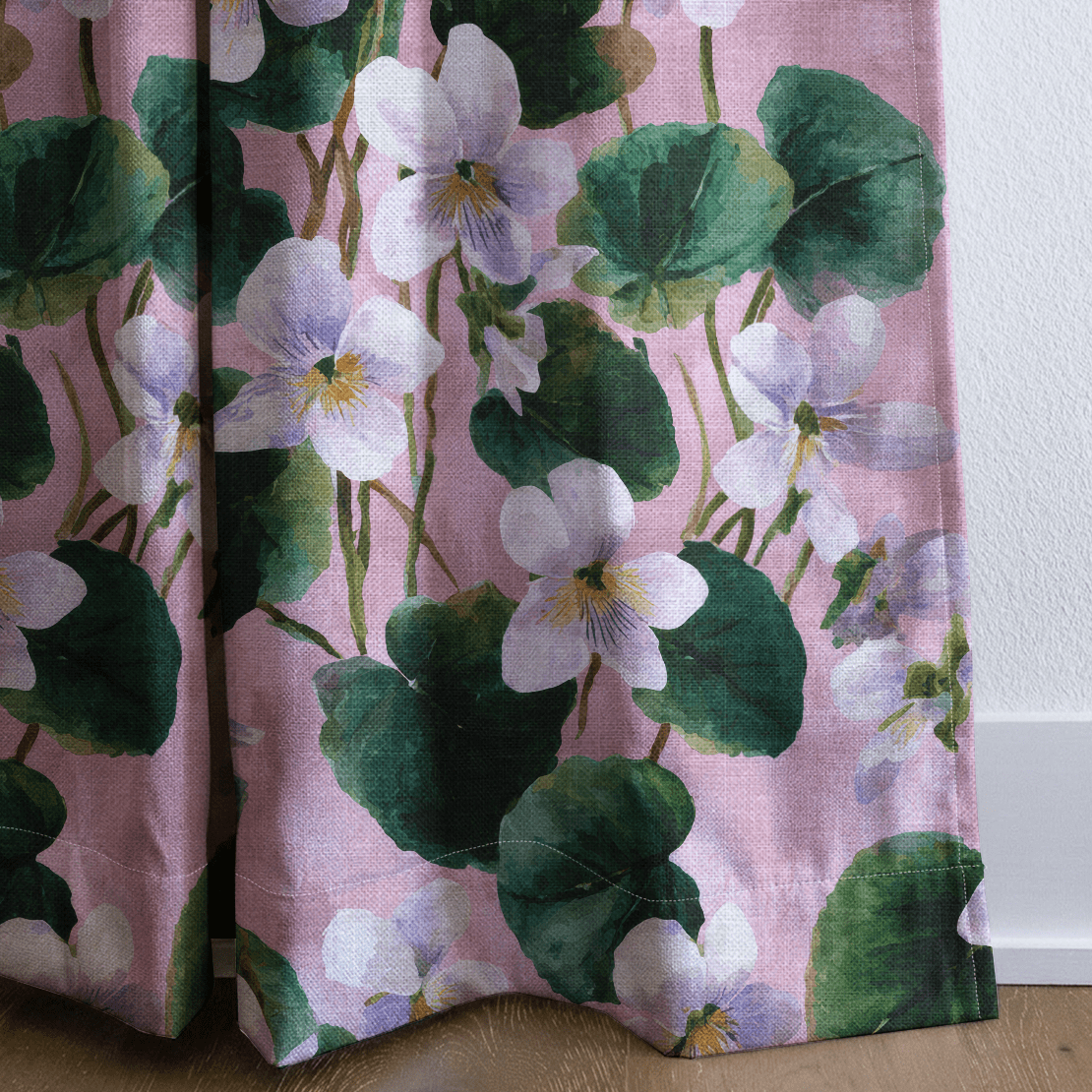 White Violets Pink - Drapery - Lemon Park