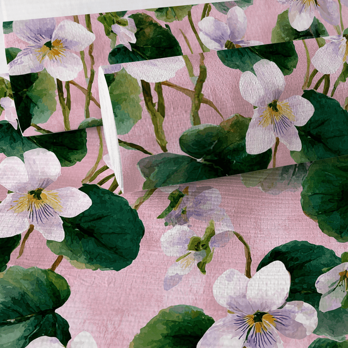 White Violets Pink Faux Grasscloth Wallpaper - Lemon Park