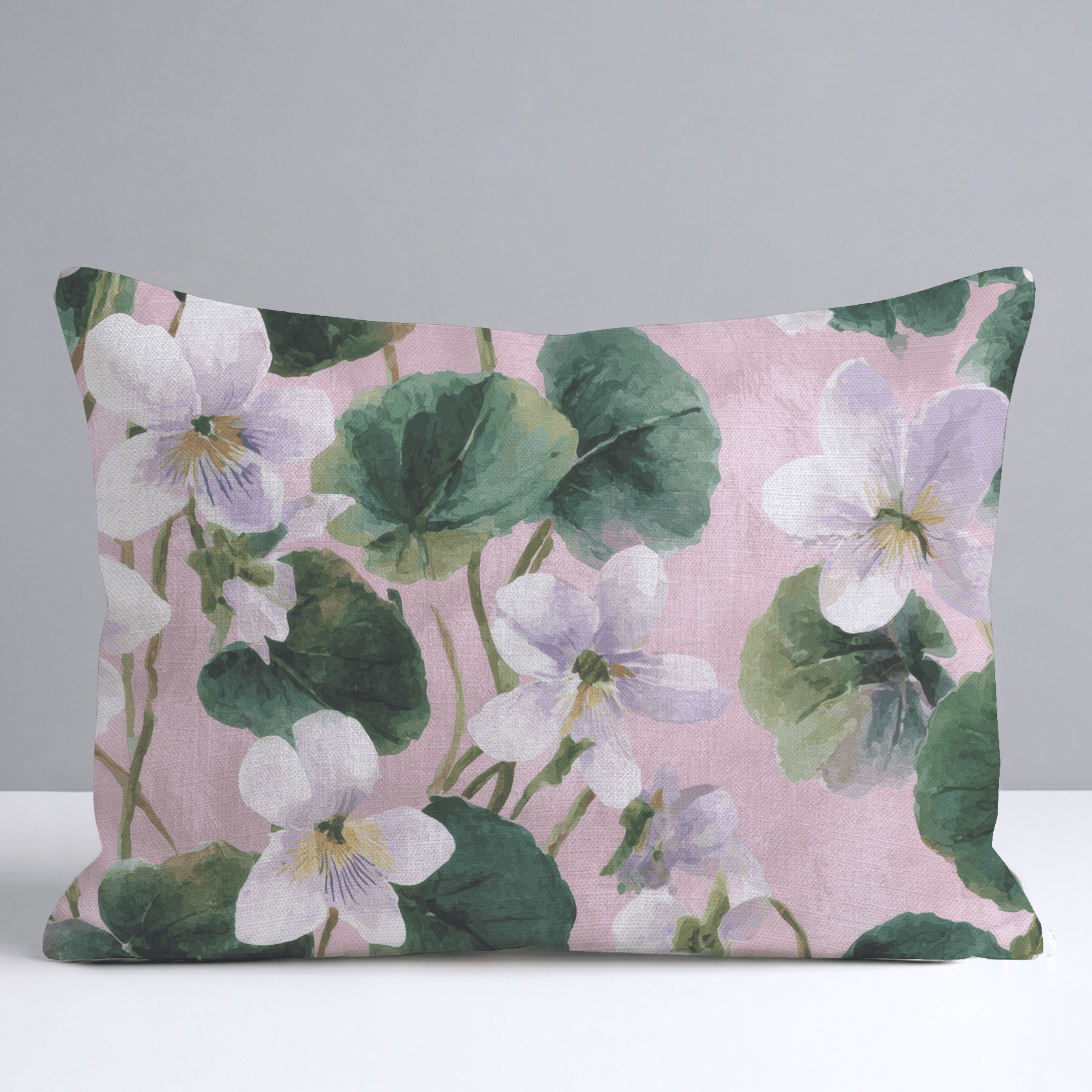 White Violets Pink Throw Pillow - Lemon Park