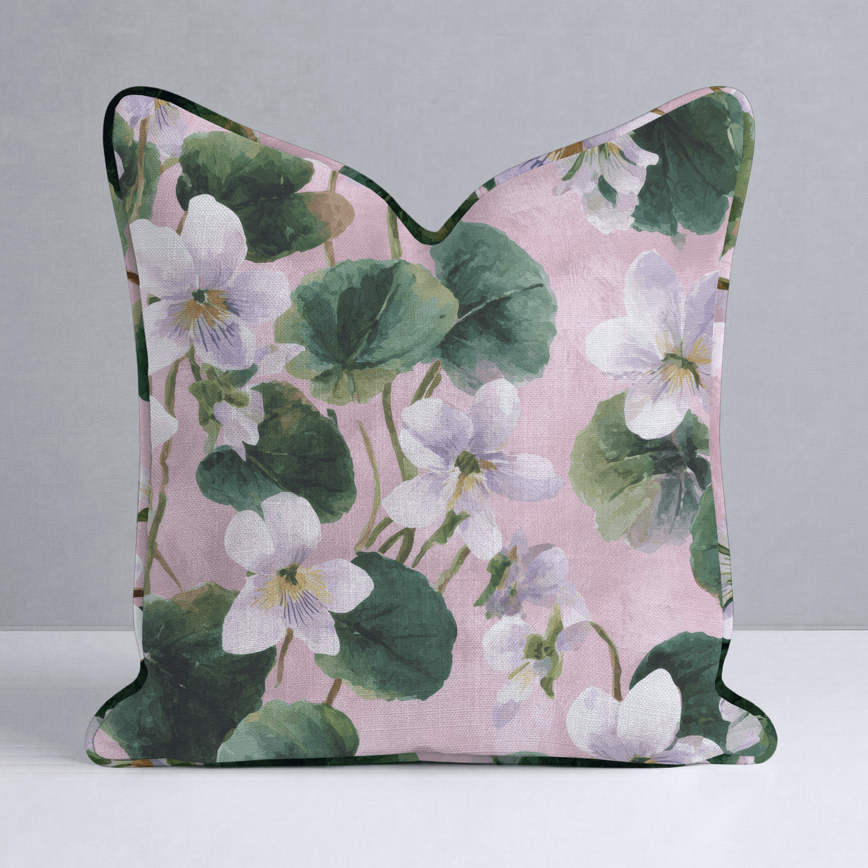 White Violets Pink Throw Pillow - Lemon Park