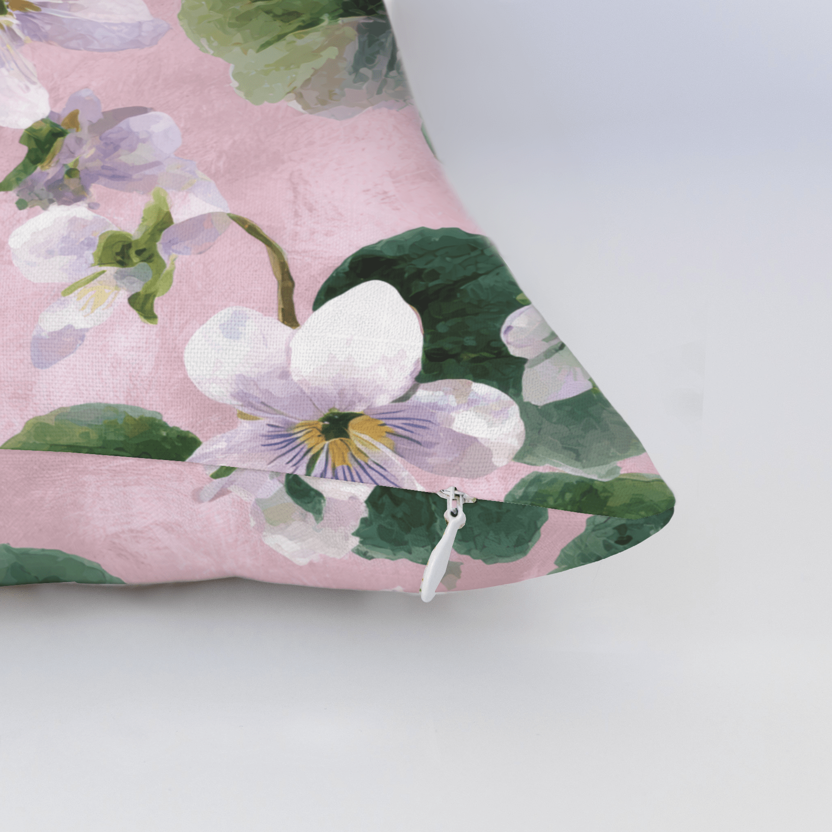 White Violets Pink Throw Pillow - Lemon Park