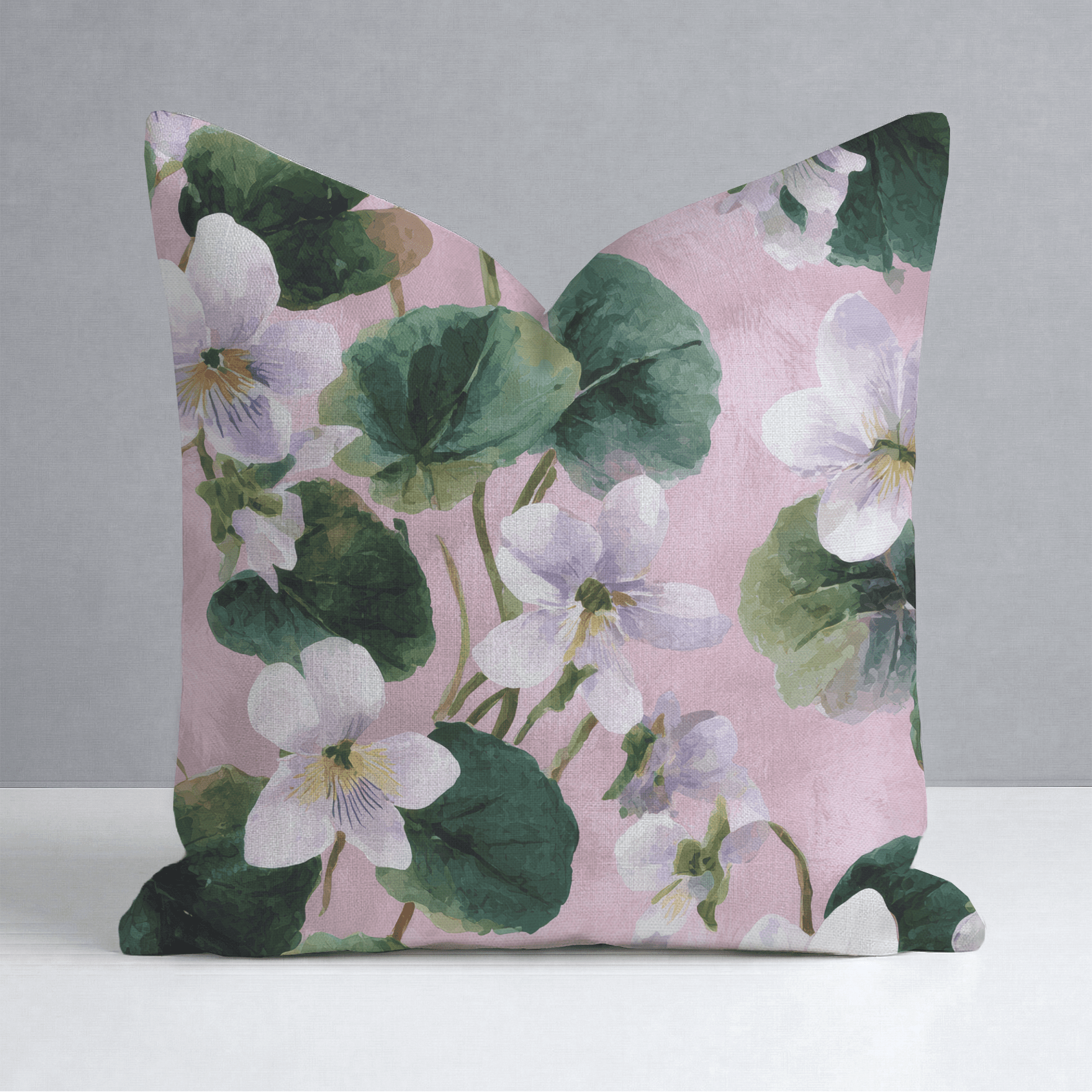 White Violets Pink Throw Pillow - Lemon Park
