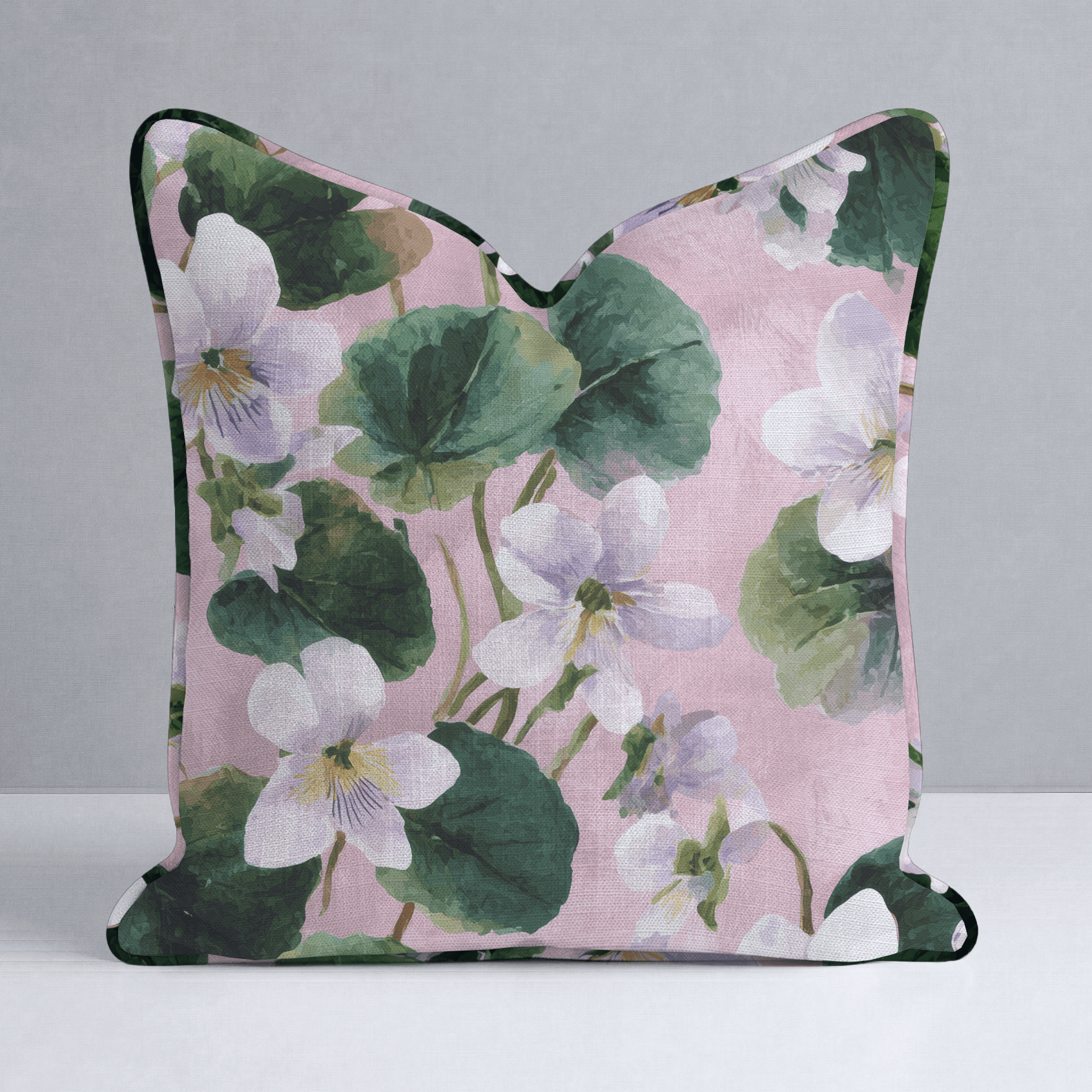 White Violets Pink Throw Pillow - Lemon Park