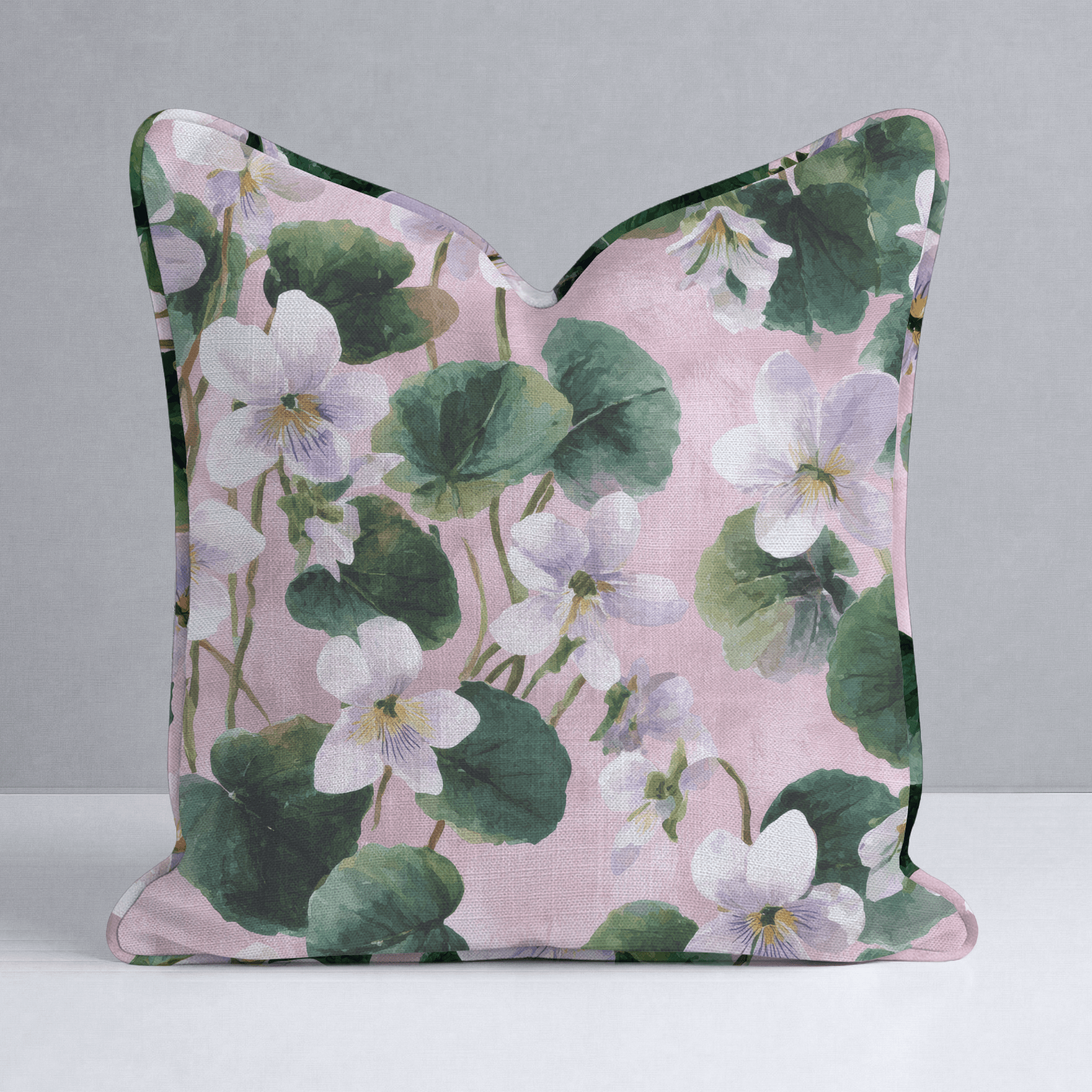 White Violets Pink Throw Pillow - Lemon Park