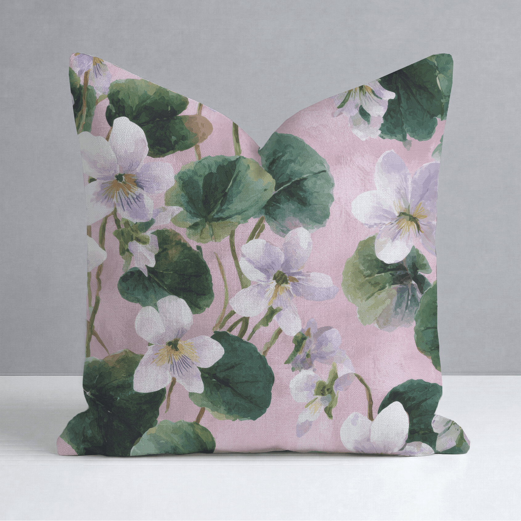 White Violets Pink Throw Pillow - Lemon Park