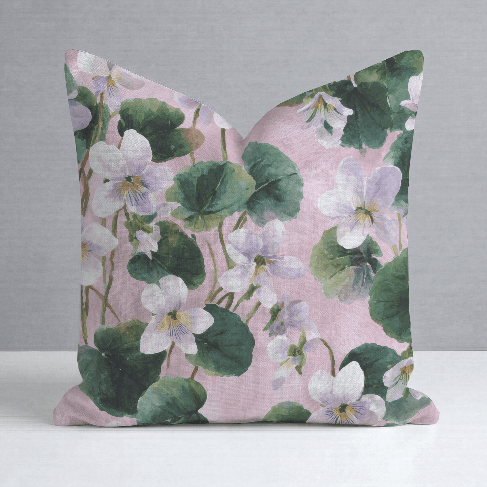 White Violets Pink Throw Pillow - Lemon Park