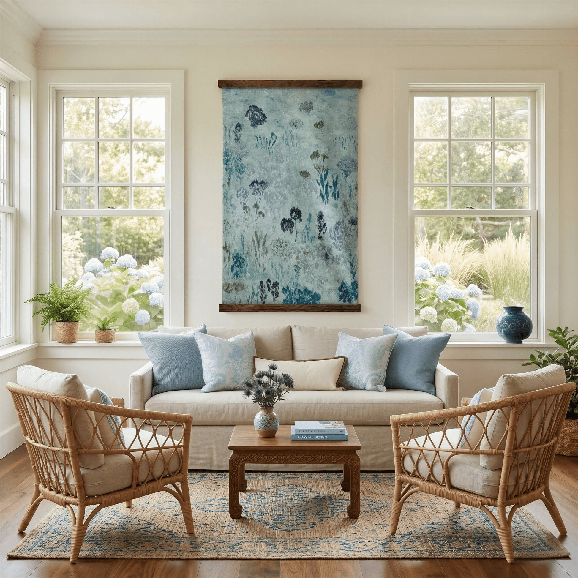 Wildflower Linen (Blue) - Tapestry - Lemon Park