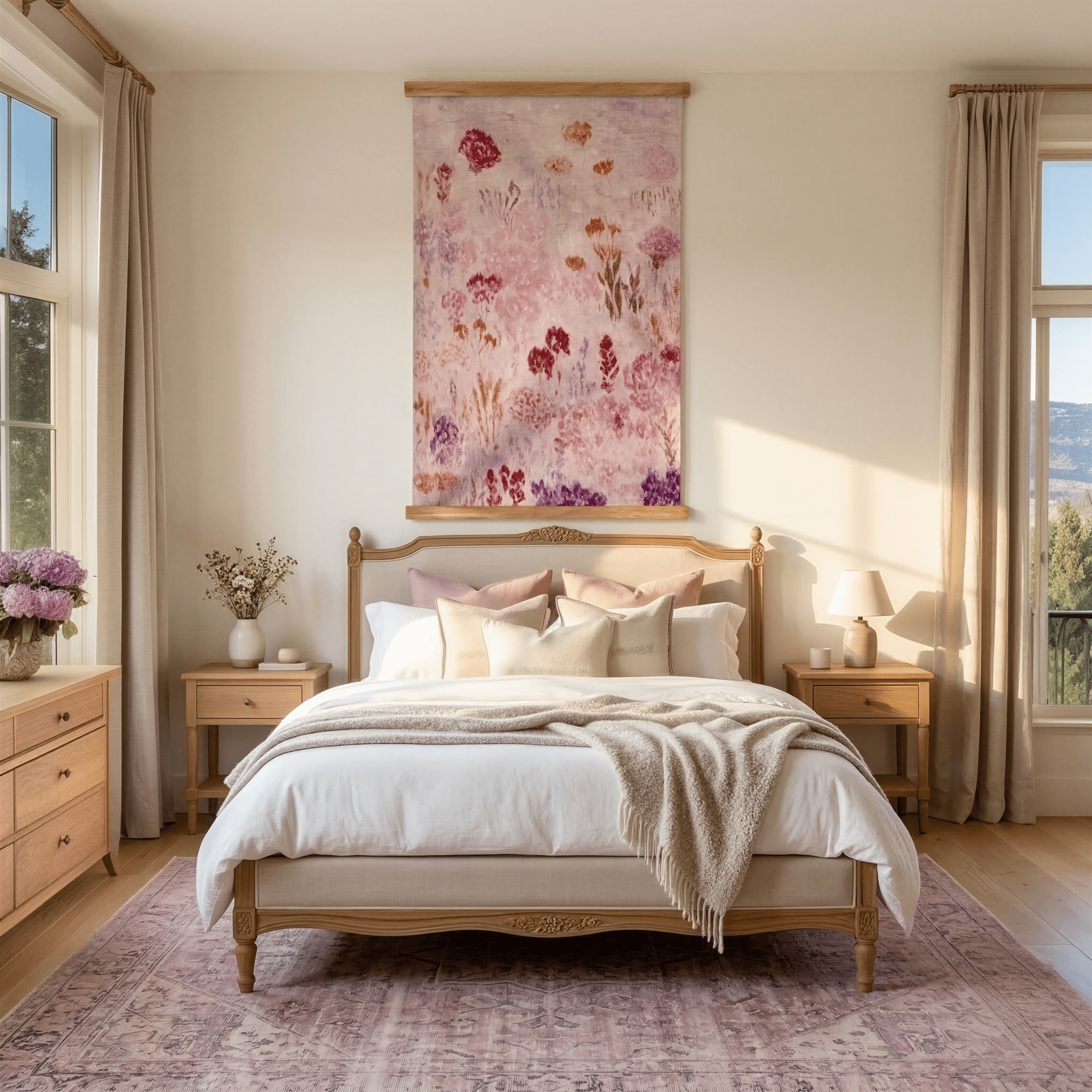 Wildflower Linen (Pink) - Tapestry - Lemon Park