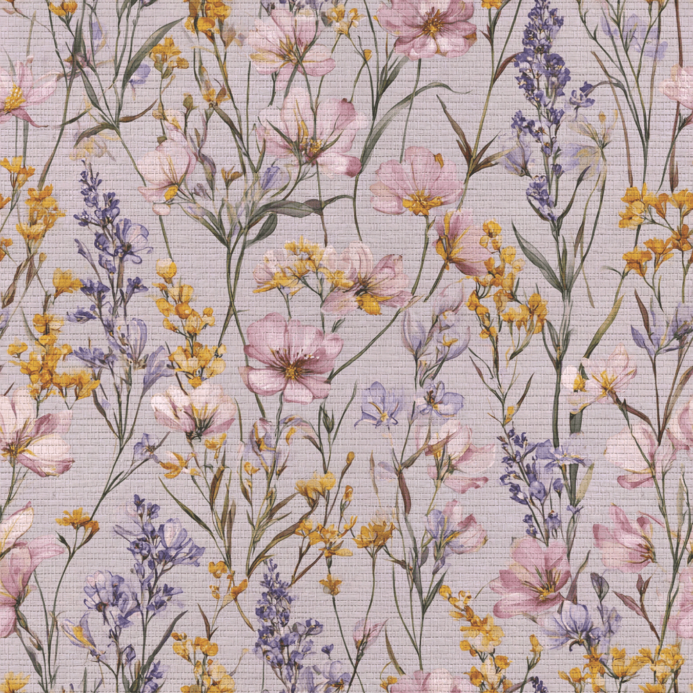 Wildflower Veil Faux Grasscloth Wallpaper - Lemon Park