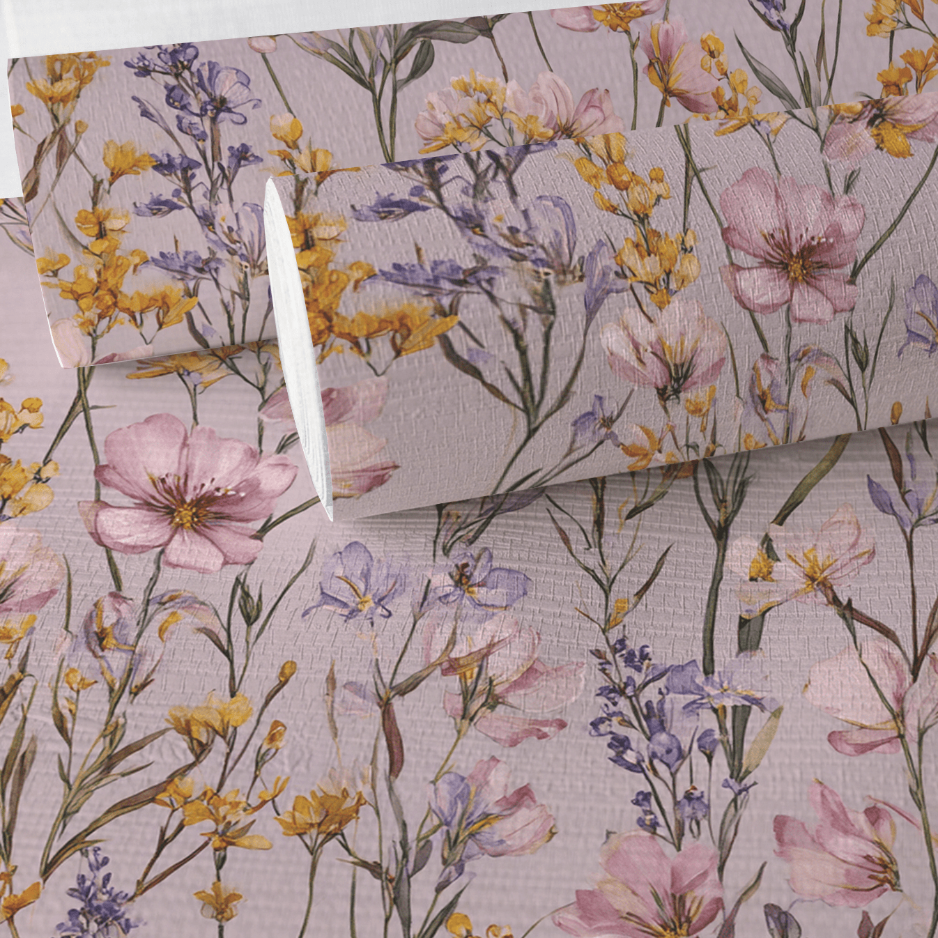 Wildflower Veil Faux Grasscloth Wallpaper - Lemon Park