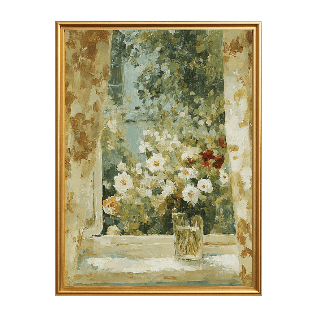 Windowsill Blooms - Art Print - Lemon Park