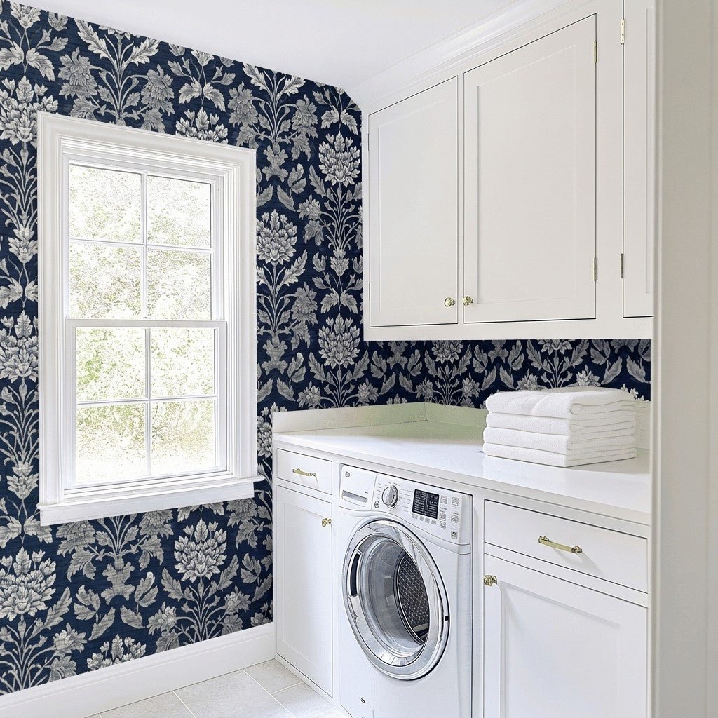 Windsor Bloom Faux Grasscloth Wallpaper - Lemon Park