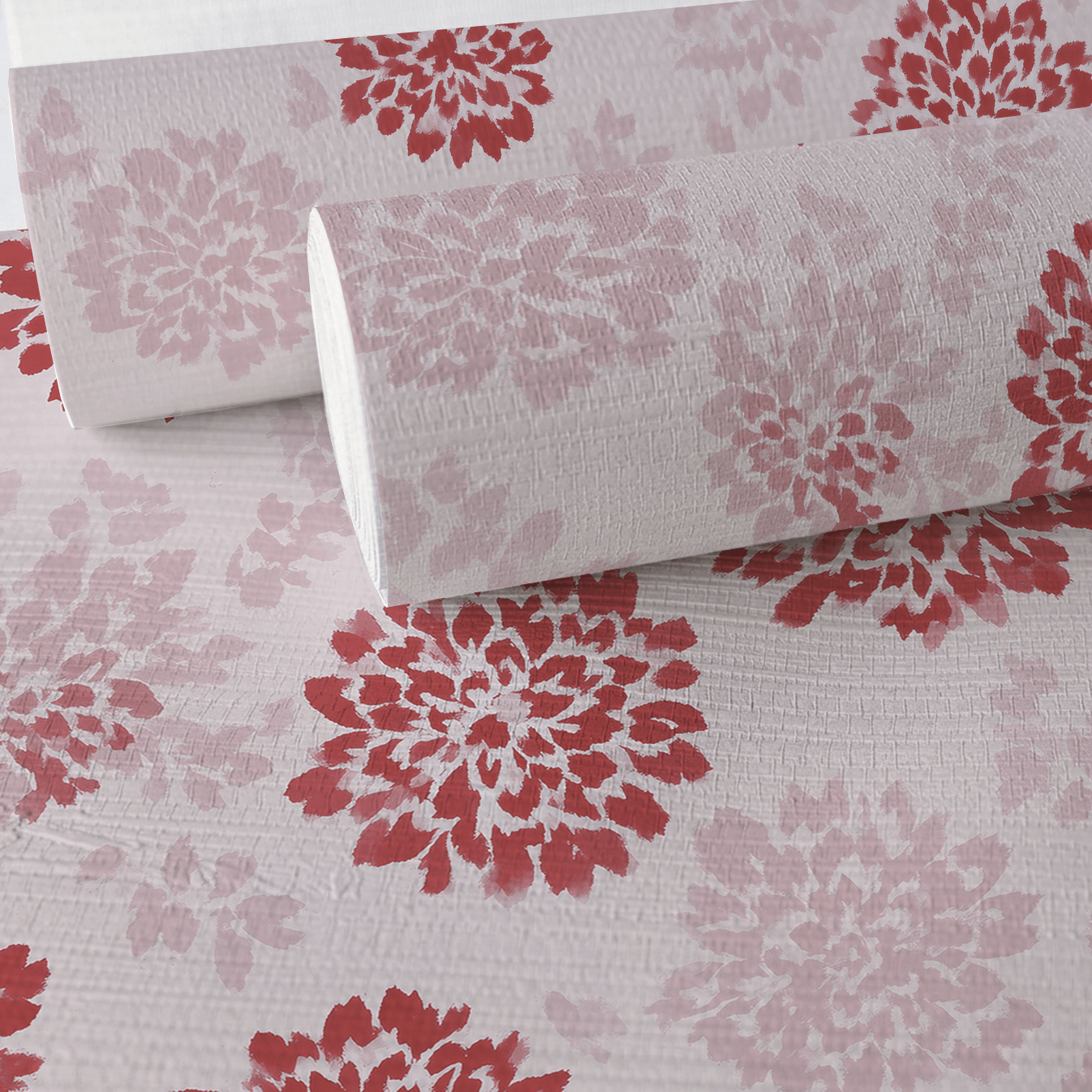 Winter Berry Poinsettia Faux Grasscloth Wallpaper - Lemon Park