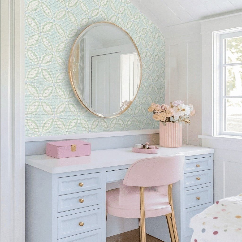 Winter Lace Faux Grasscloth Wallpaper - Lemon Park