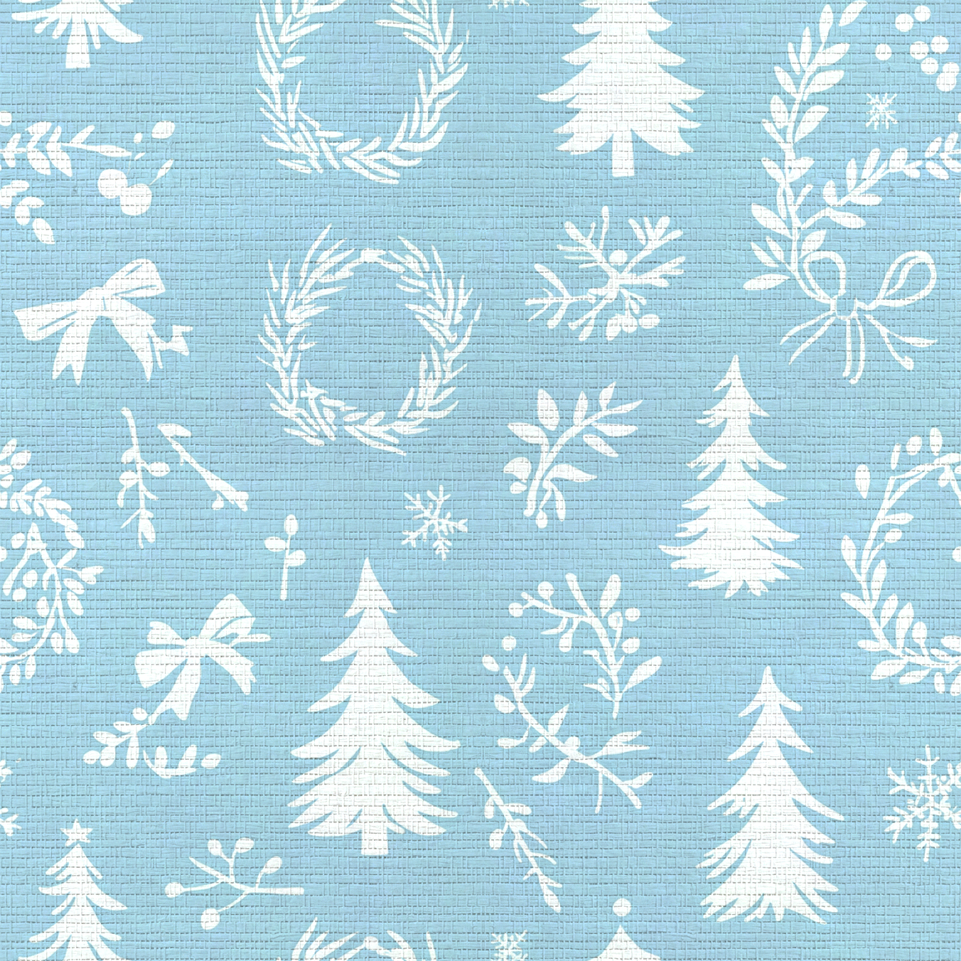 Winter Wreath Faux Grasscloth Wallpaper