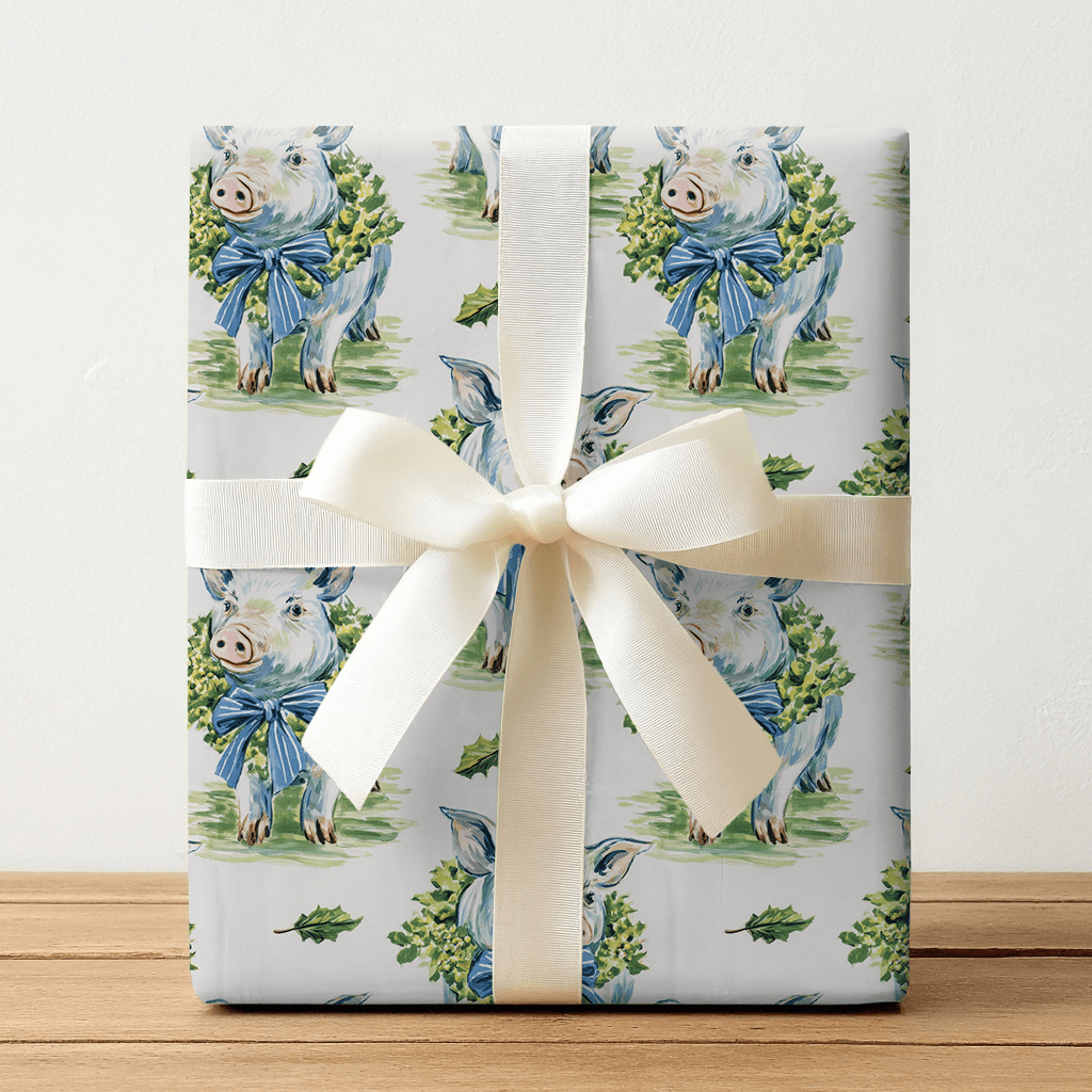 Wreath the Pig - Wrapping Paper - Lemon Park