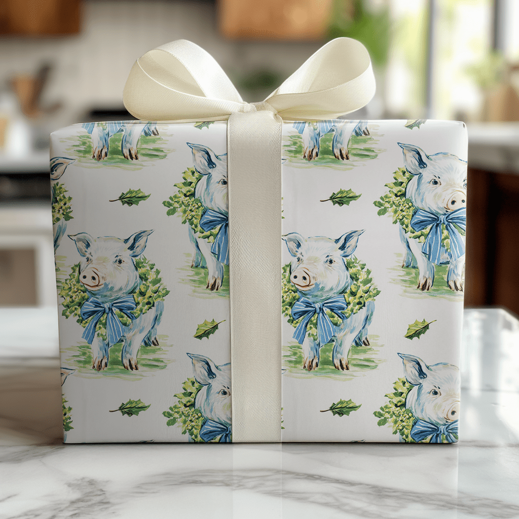 Wreath the Pig - Wrapping Paper - Lemon Park