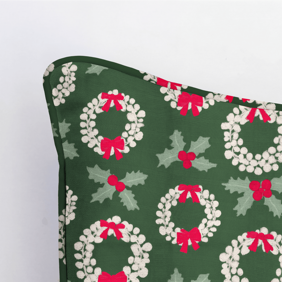 Wreathes and Holly Throw Pillow - Lemon Park