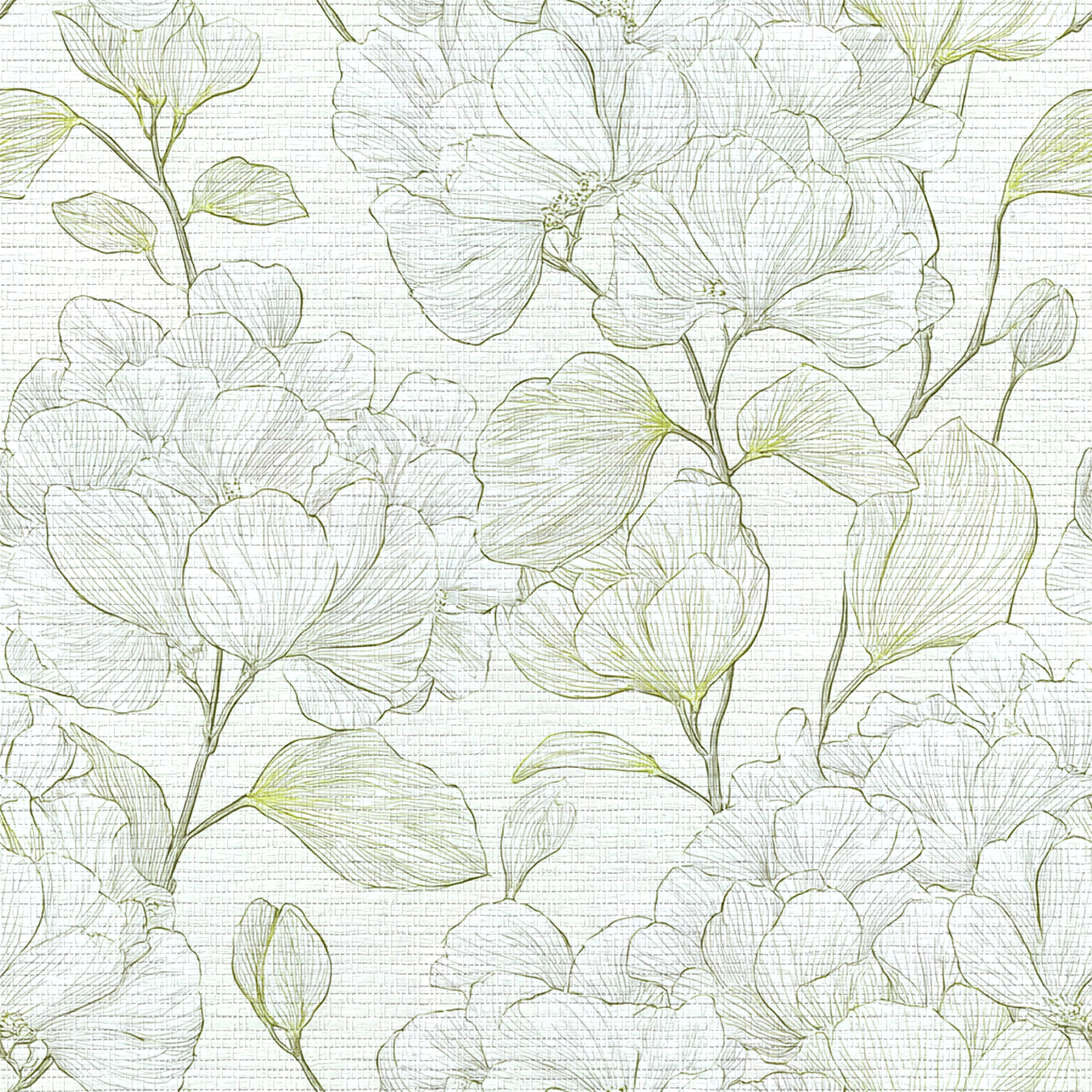 Yellow Hue Hydrangea Faux Grasscloth Wallpaper