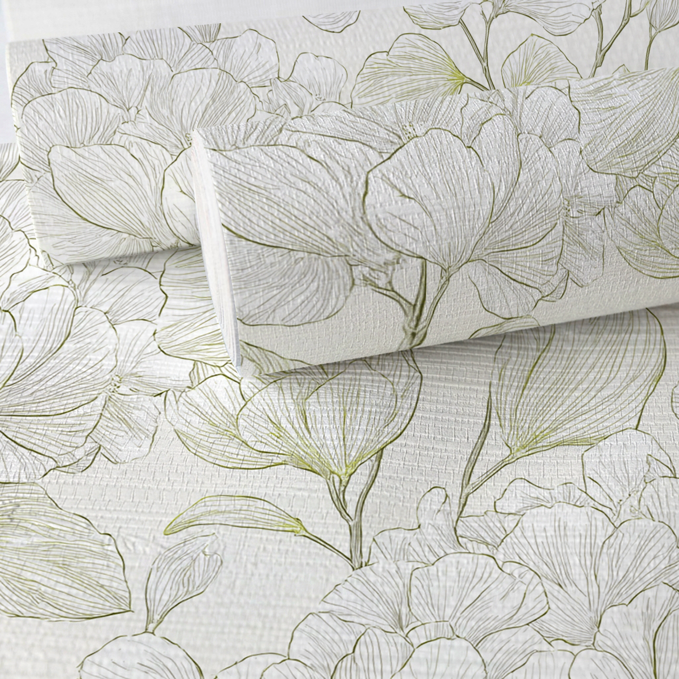 Yellow Hue Hydrangea Faux Grasscloth Wallpaper