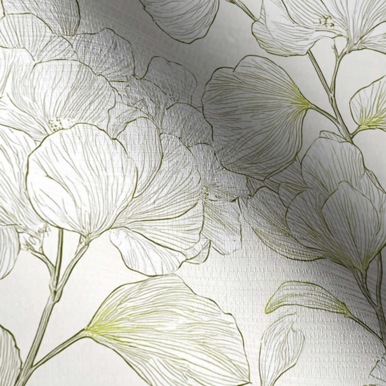 Yellow Hue Hydrangea Faux Grasscloth Wallpaper